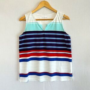 Talbots Striped Tank Top V-neck Cotton/Spandex Size Medium